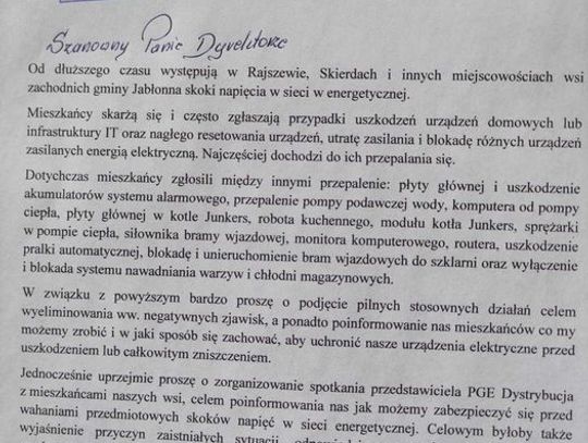 Awaria w sieci energetycznej w gminie Jabłonna
