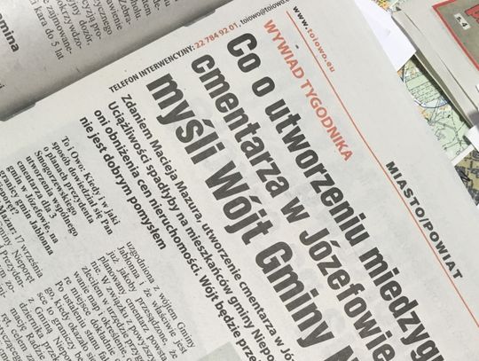 Co o utworzeniu cmentarza przez prezydenta Smogorzewskiego myśli Wójt Gminy Nieporęt