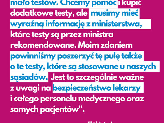 #koronawirus: Marszałek apeluje – dopuśćmy do użytku więcej testów