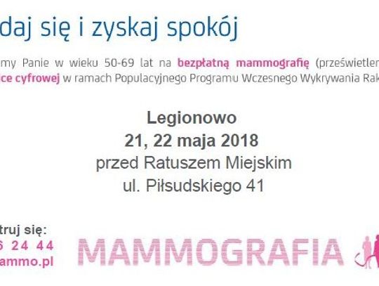 LEGIONOWO. Bezpłatne badanie mammograficzne