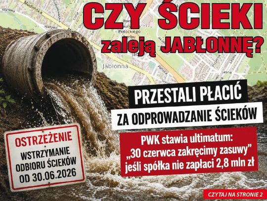 LEGIONOWO/JABŁONNA. Przestali płacić za odprowadzanie ścieków