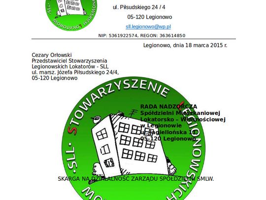 LEGIONOWO.  Ostra skarga na zarząd SML-W
