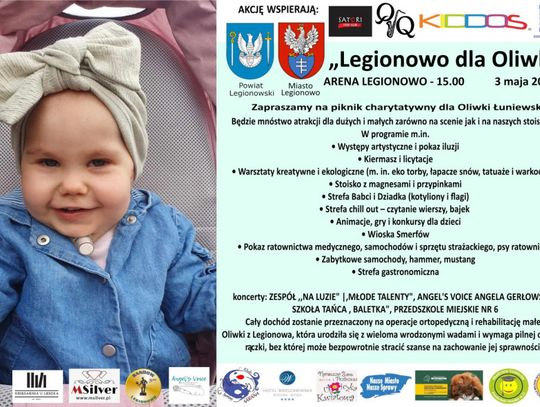 Legionowo: W piątek 3 maja charytatywny PIKNIK dla OLIWII