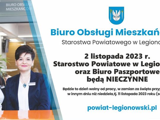 LEGIONOWSKI. 2 listopada starostwo nieczynne