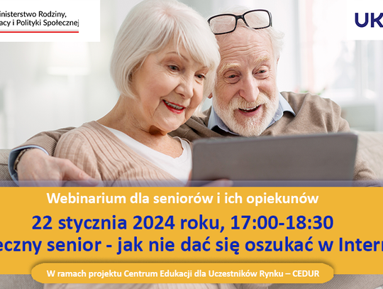 LEGIONOWSKI. "Bezpieczny senior - jak się nie dać oszukać w Internecie" - bezpłatny webinar online