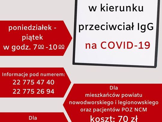 LEGIONOWSKI. Testy na koronawirusa „na życzenie” dla mieszkańców Powiatu Legionowskiego