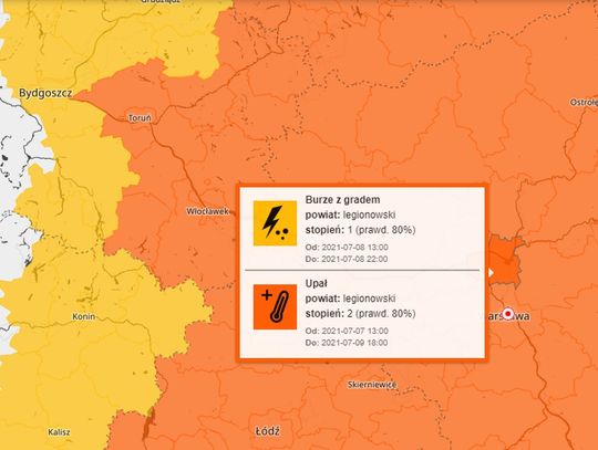 LEGIONOWSKI. UWAGA! Upał i gwałtowne burze
