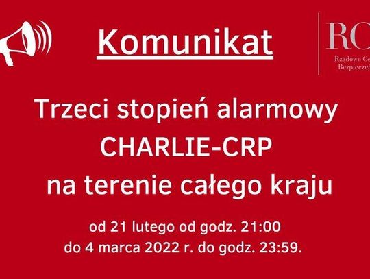 LEGIONOWSKI. Wprowadzono III stopień alarmowy - CHARLIE-CRP