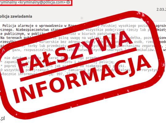 NOWODWORSKI. Policja ostrzega przed fałszywymi informacjami!