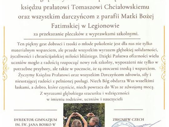 Plecaki z Legionowa dotarły do Jalówki