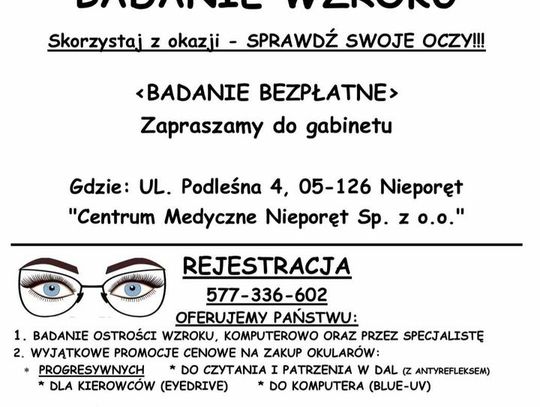 Profesjonalne badanie wzroku w Nieporęcie