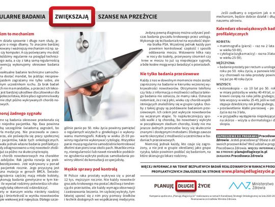 REGULARNE BADANIA ZWIĘKSZAJĄ SZANSE NA PRZEŻYCIE