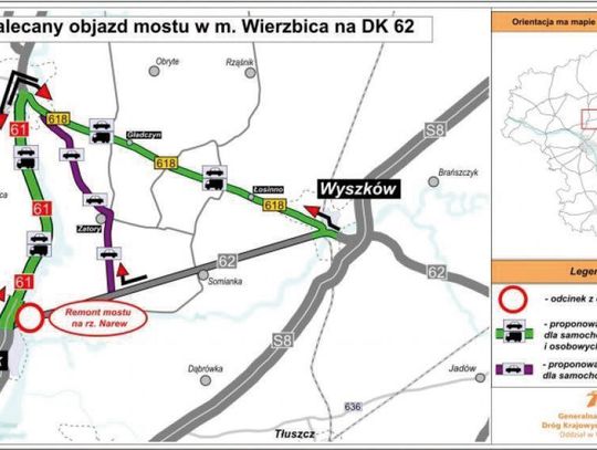 SEROCK. 4 listopada na 21 dni zamkną most w Wierzbicy. Objazd przez Pułtusk