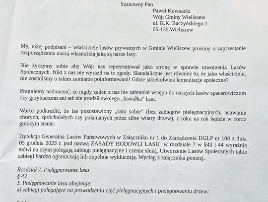 WIELISZEW. Afera leśna w Wieliszewie – wójt miał rozporządzać lasami prywatnymi?
