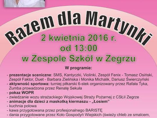 ZEGRZE. Razem dla Martynki - kiermasz charytatywny