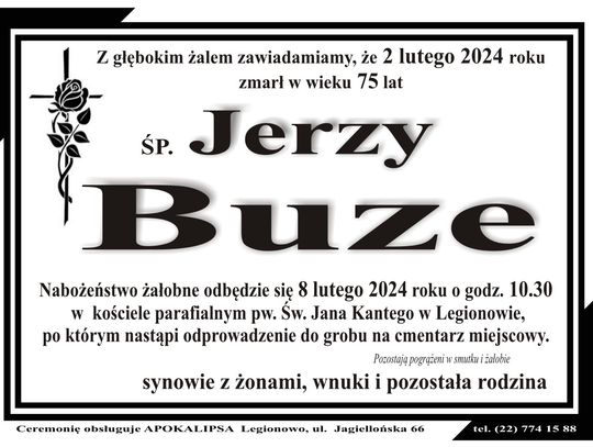 Zmarł nasz redakcyjny kolega Jerzy Buze...