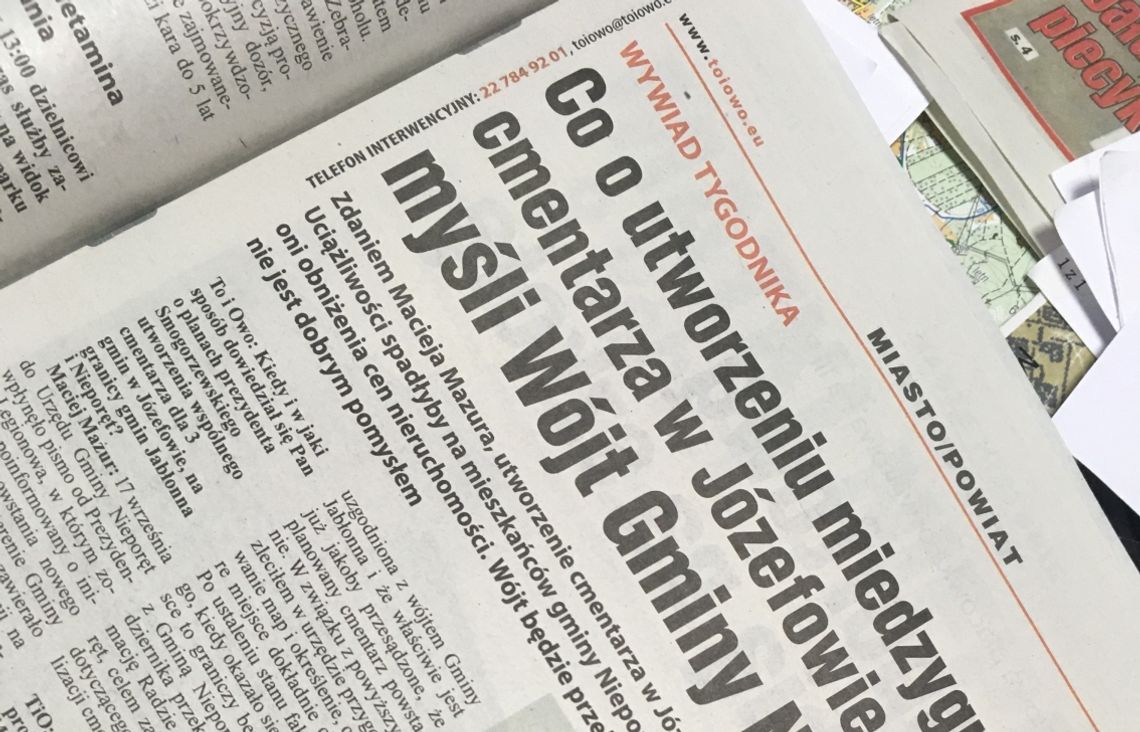 Co o utworzeniu cmentarza przez prezydenta Smogorzewskiego myśli Wójt Gminy Nieporęt