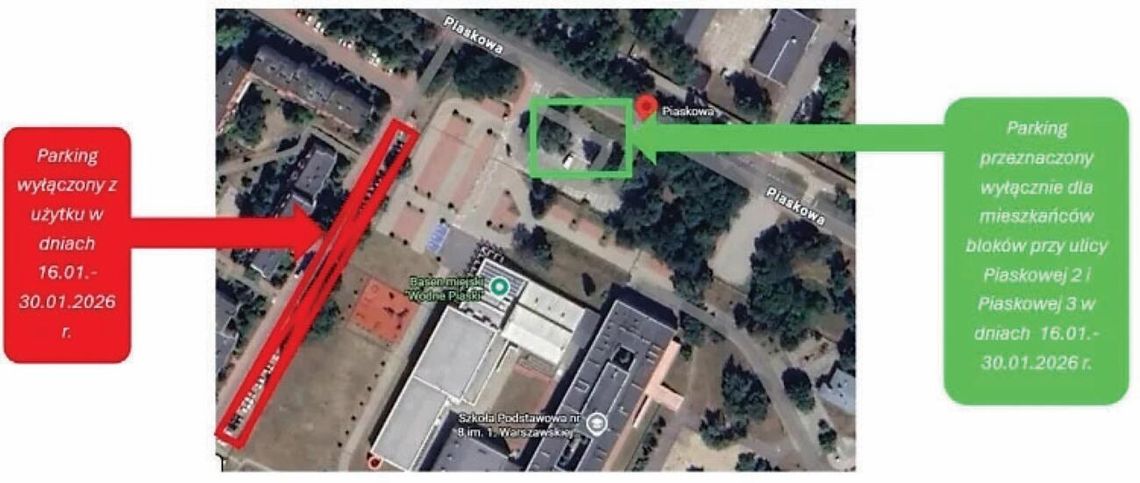 Czasowe zamknięcie drogi i parkingu przy ul. Piaskowej
