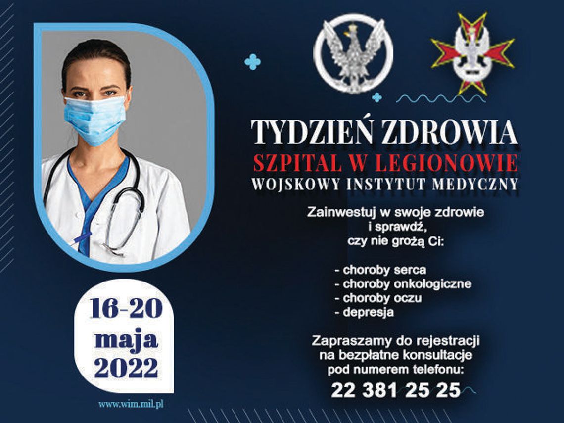 LEGIONOWO. Bezpłatne konsultacje w szpitalu WIM! Tydzień Zdrowia