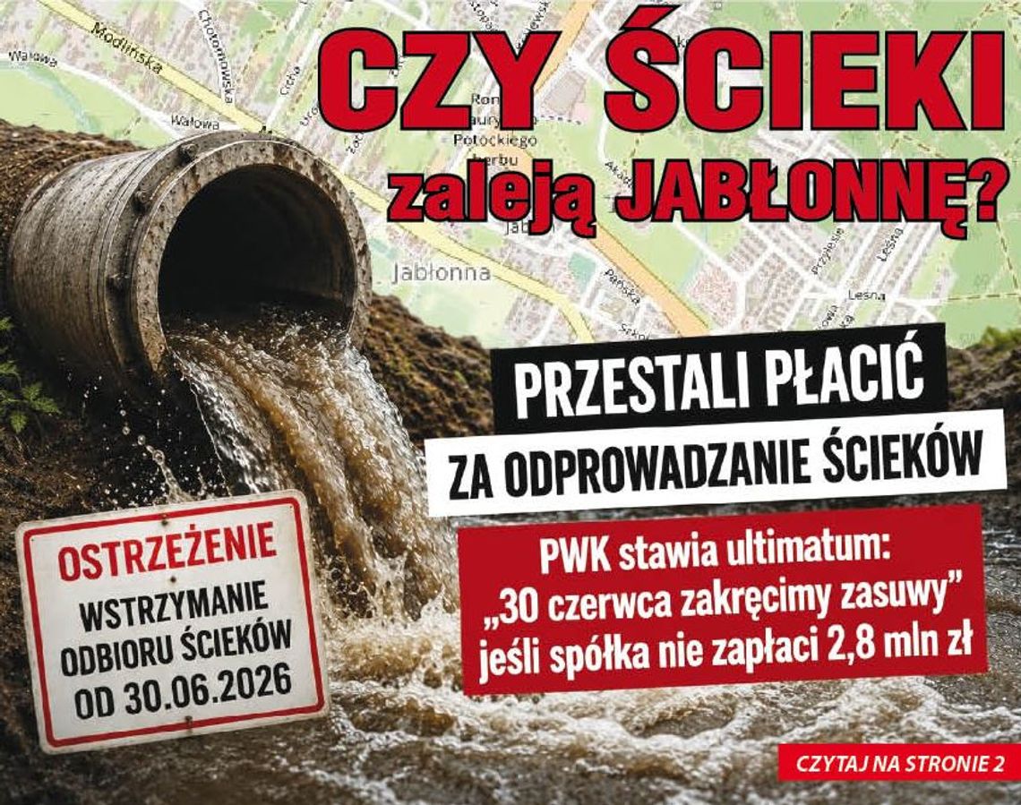 LEGIONOWO/JABŁONNA. Przestali płacić za odprowadzanie ścieków