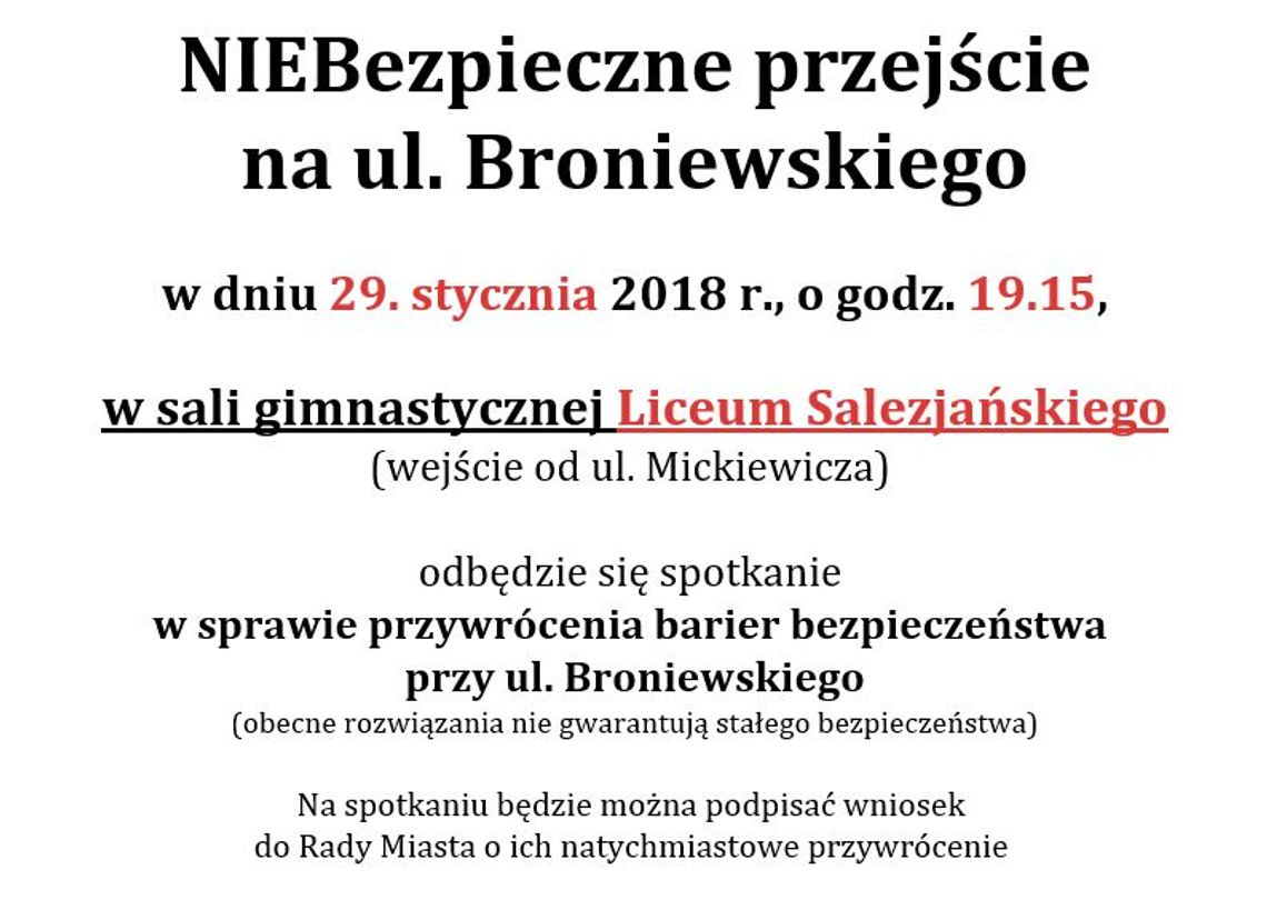 LEGIONOWO. NIEBezpieczne przejście na ul. Broniewskiego