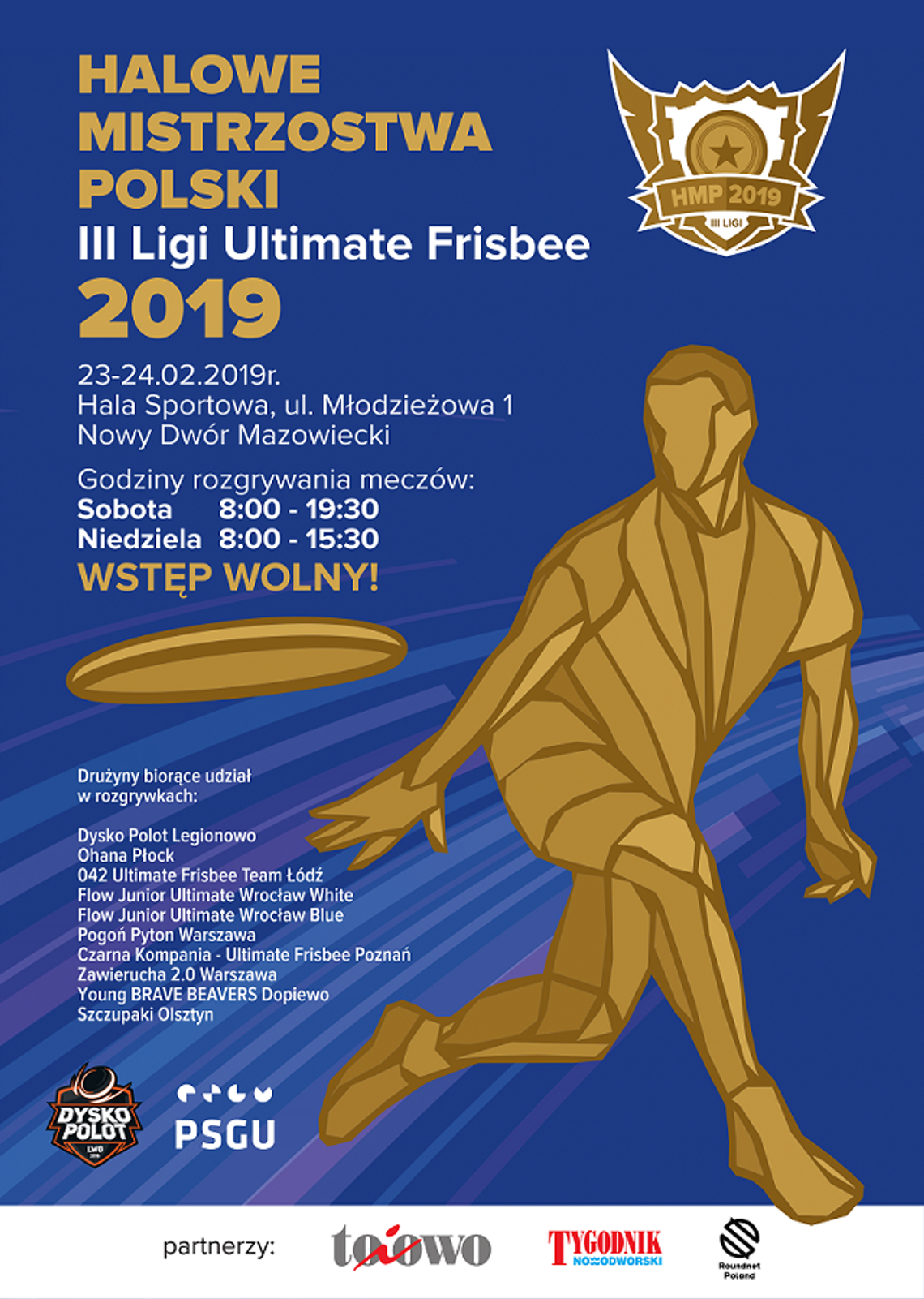 LEGIONOWO/NOWY DWÓR MAZOWIECKI. 2 DZIEŃ Halowych Mistrzostw Polski III Ligi Ultimate Frisbee 2019 – [NIEDZIELA CZ. 2]