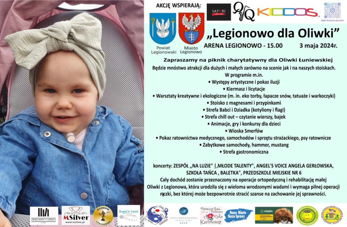 Legionowo: W piątek 3 maja charytatywny PIKNIK dla OLIWII