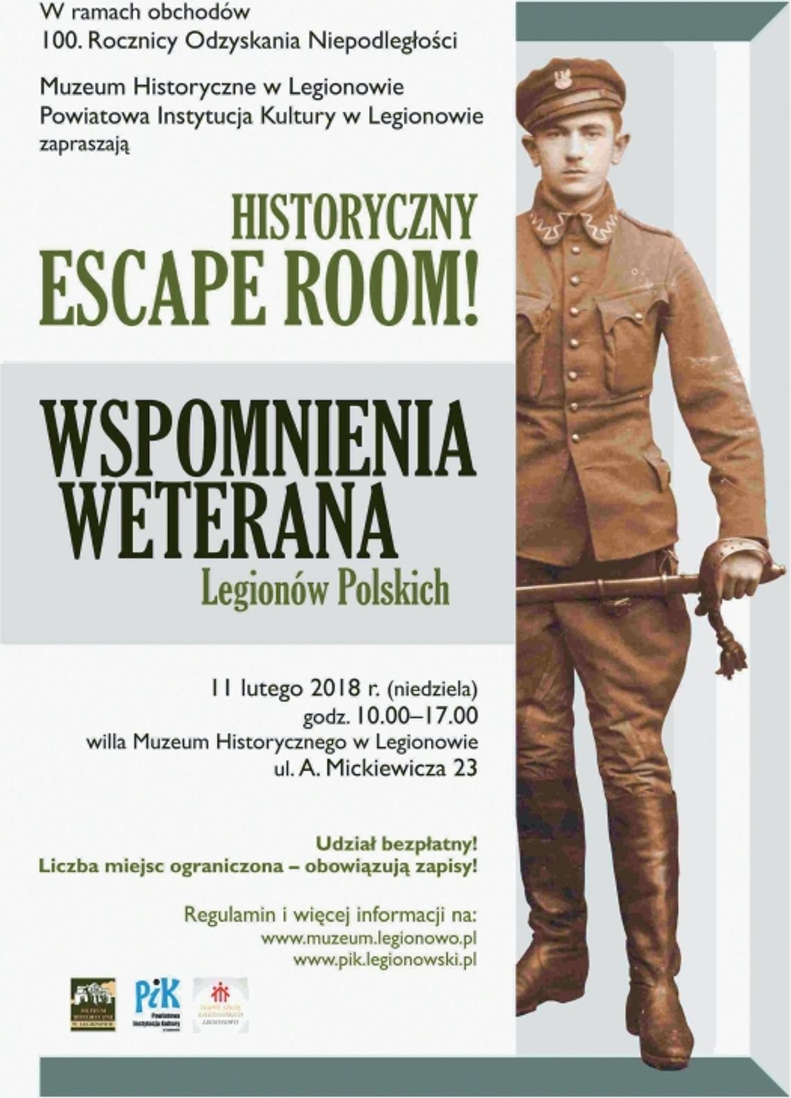 LEGIONOWO. Wspomnienia weterana - Historyczny Escape Room
