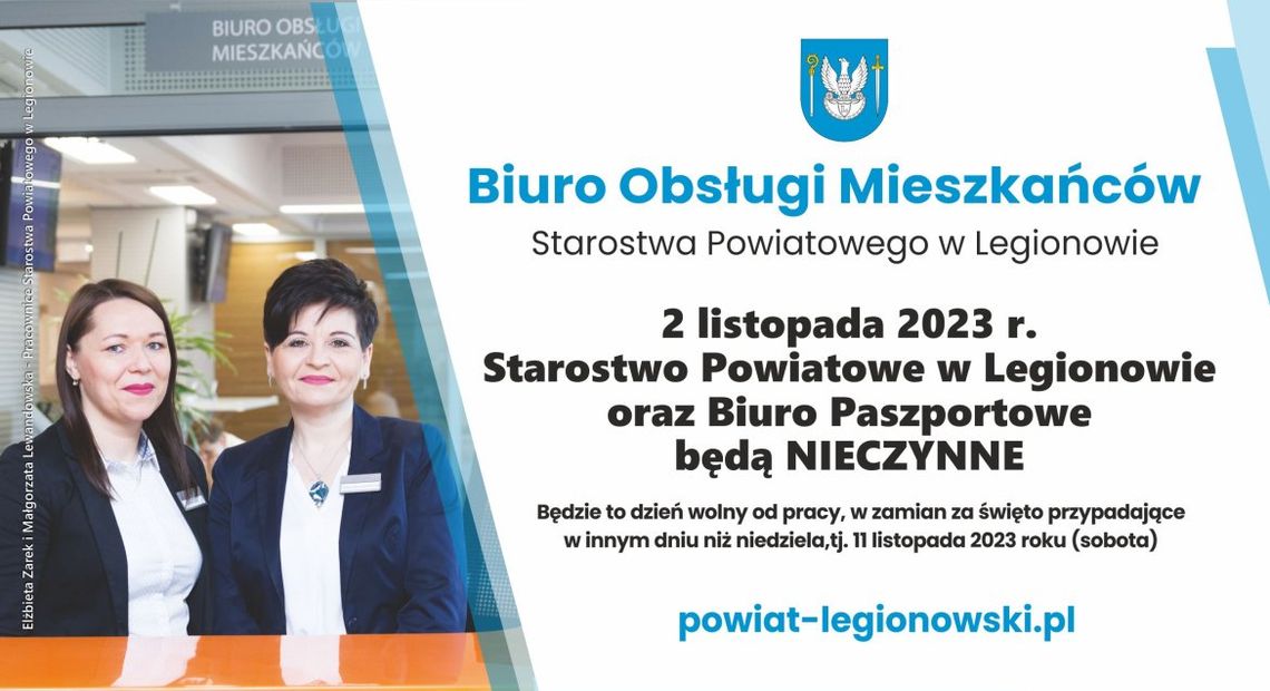 LEGIONOWSKI. 2 listopada starostwo nieczynne