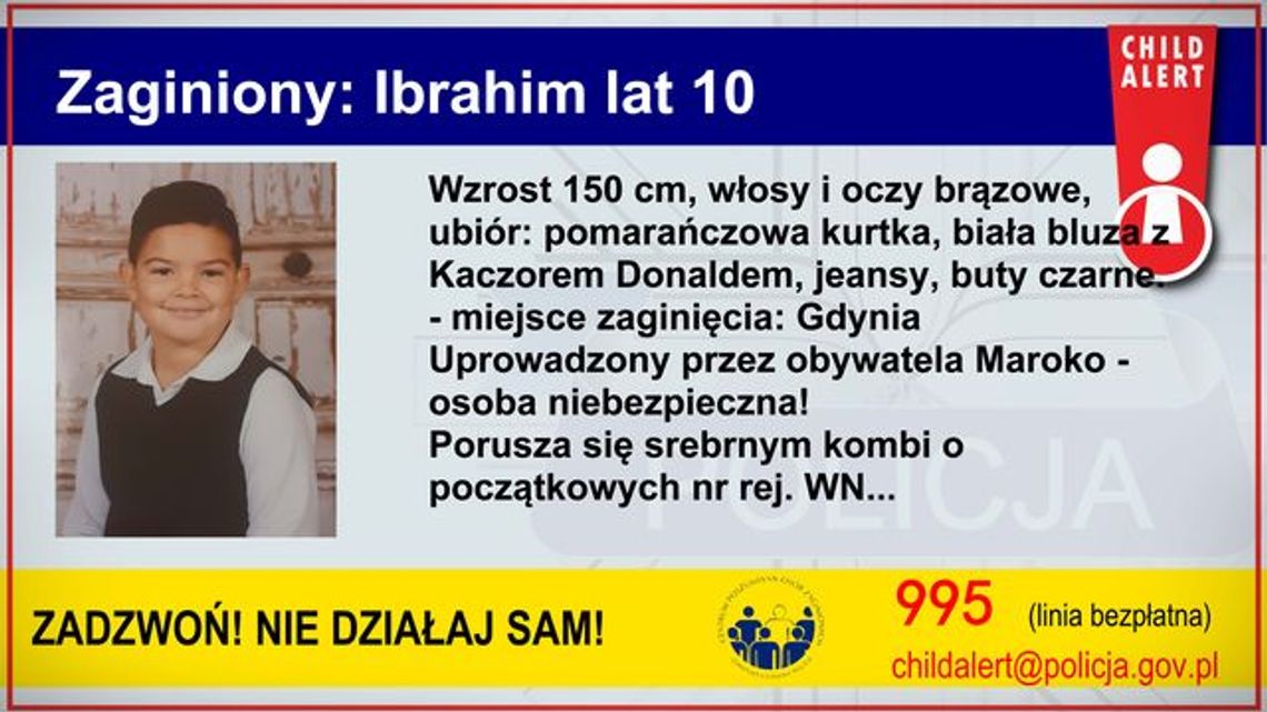 LEGIONOWSKI. CHILD ALERT - Marokańczyk uprowadził 10-letnie dziecko! Jest niebezpieczny