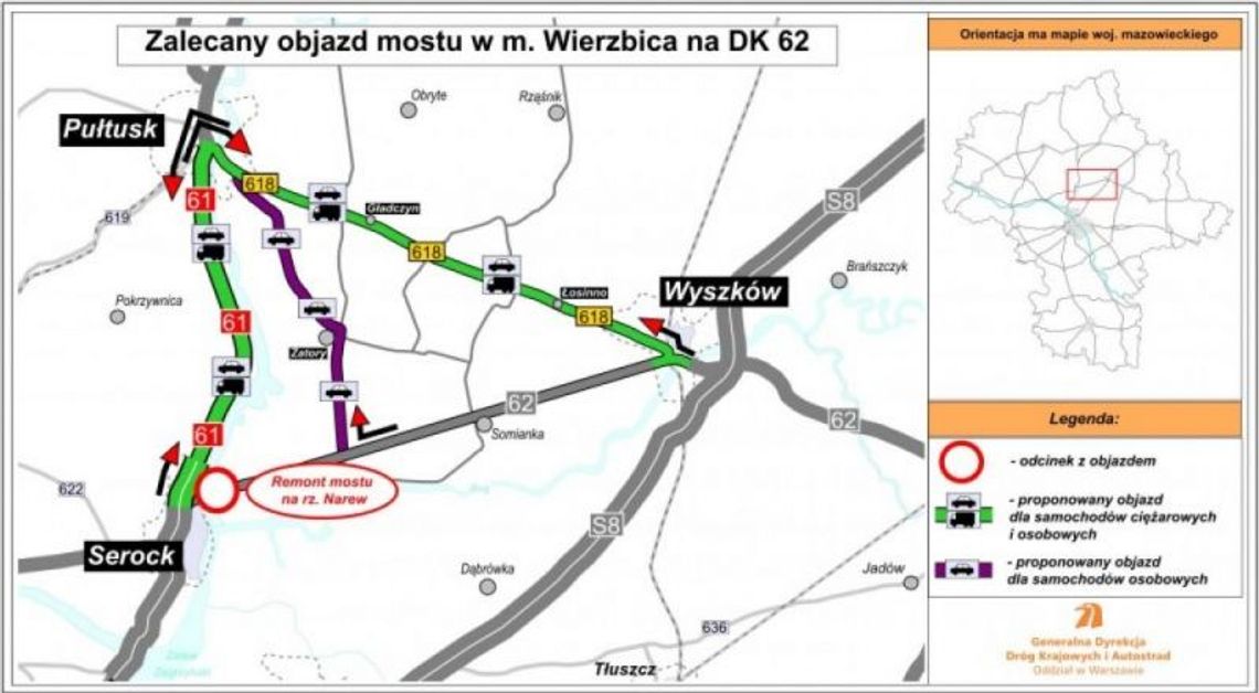 LEGIONOWSKI. Jutro zamkną most w WIERZBICY