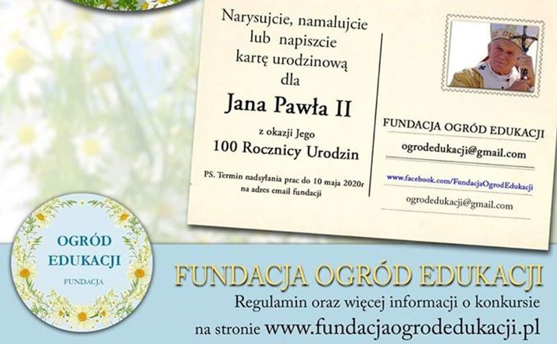 LEGIONOWSKI. Konkurs z okazji 100. rocznicy urodzin Jana Pawła II LEGIONOWSKI. Konkurs z okazji 100. rocznicy urodzin Jana Pawła II