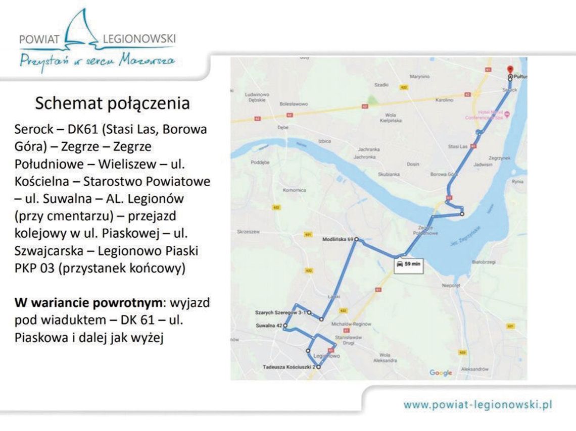 LEGIONOWSKI. Linia autobusowa: Serock-Zegrze-Wieliszew-Legionowo LEGIONOWSKI. Linia autobusowa: Serock-Zegrze-Wieliszew-Legionowo