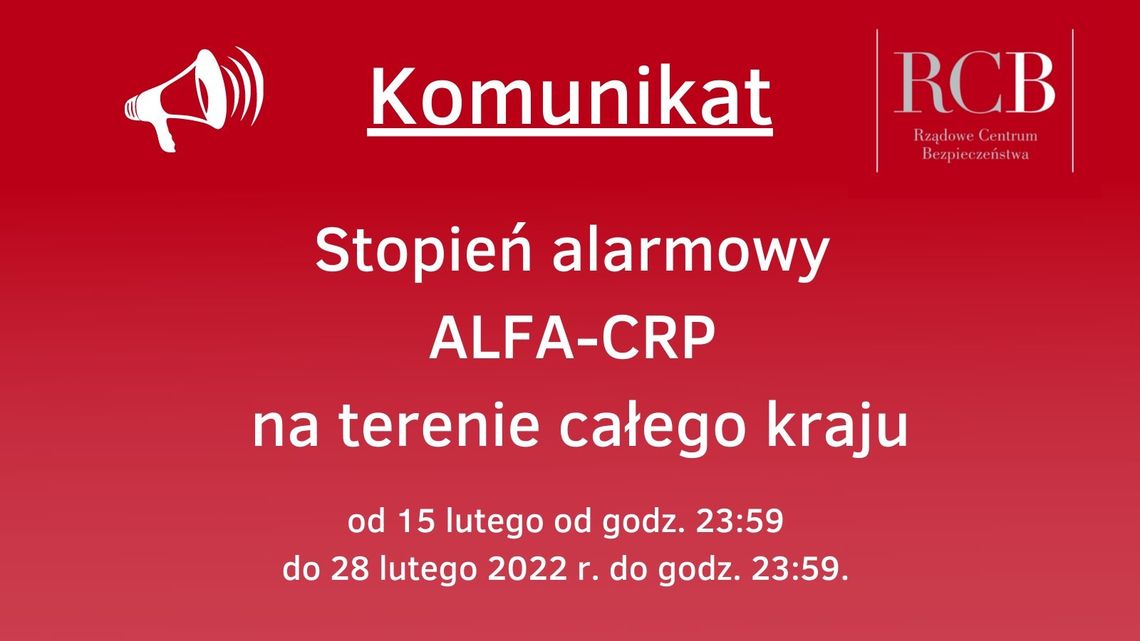 LEGIONOWSKI. Wprowadzono stopień alarmowy ALFA-CRP
