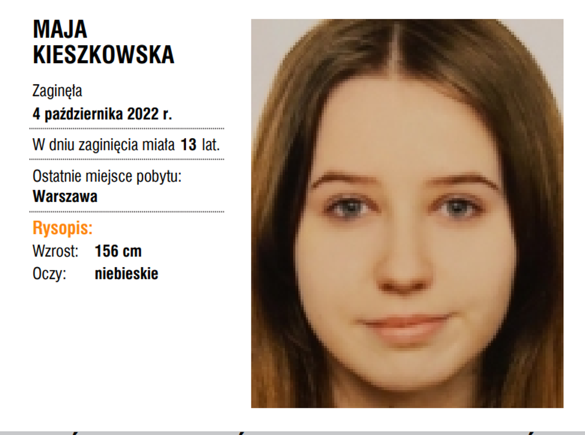 LEGIONOWSKI. Zaginęła Maja Kieszkowska