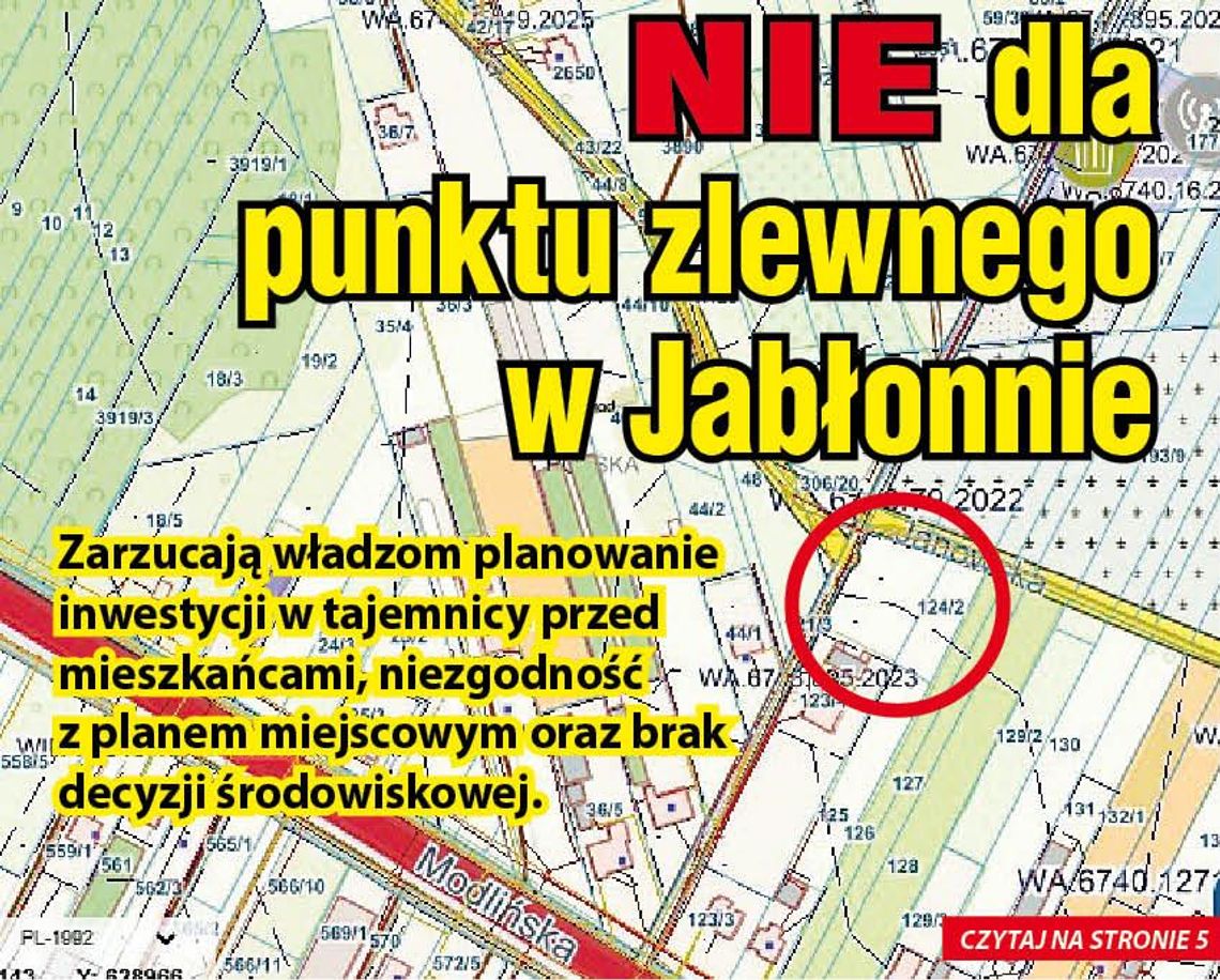 NIE dla punktu zlewnego w Jabłonnie NIE dla punktu zlewnego w Jabłonnie