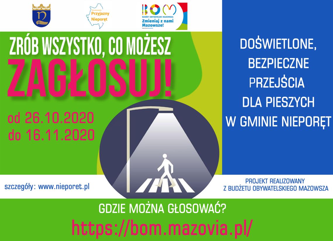 NIEPORĘT. Doświetlenie przejść dla pieszych w Nieporęcie