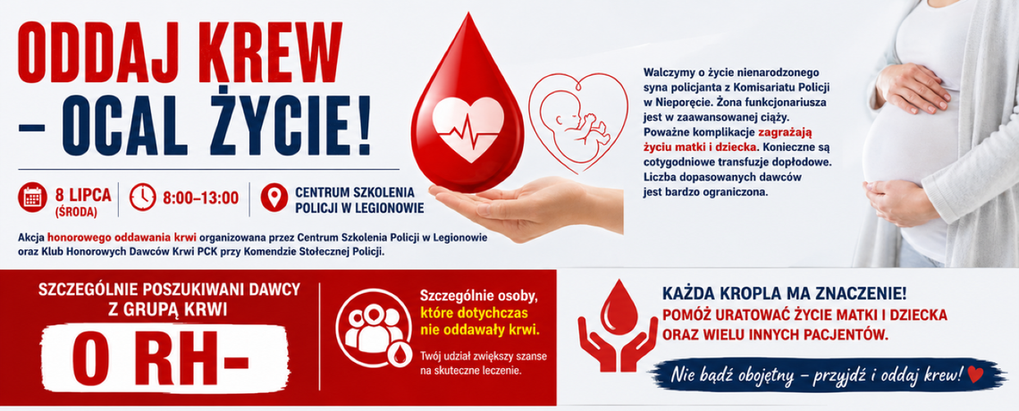 Oddaj krew – ocal życie! Akcja w CSP dla syna policjanta