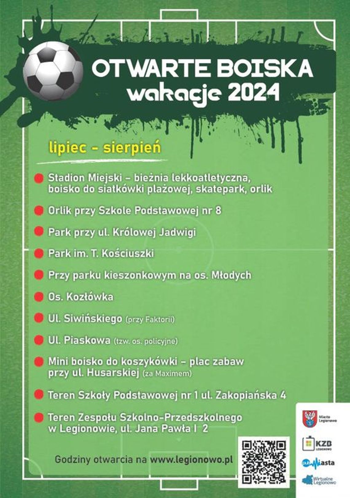 Otwarte boiska w Legionowie – lato 2024
