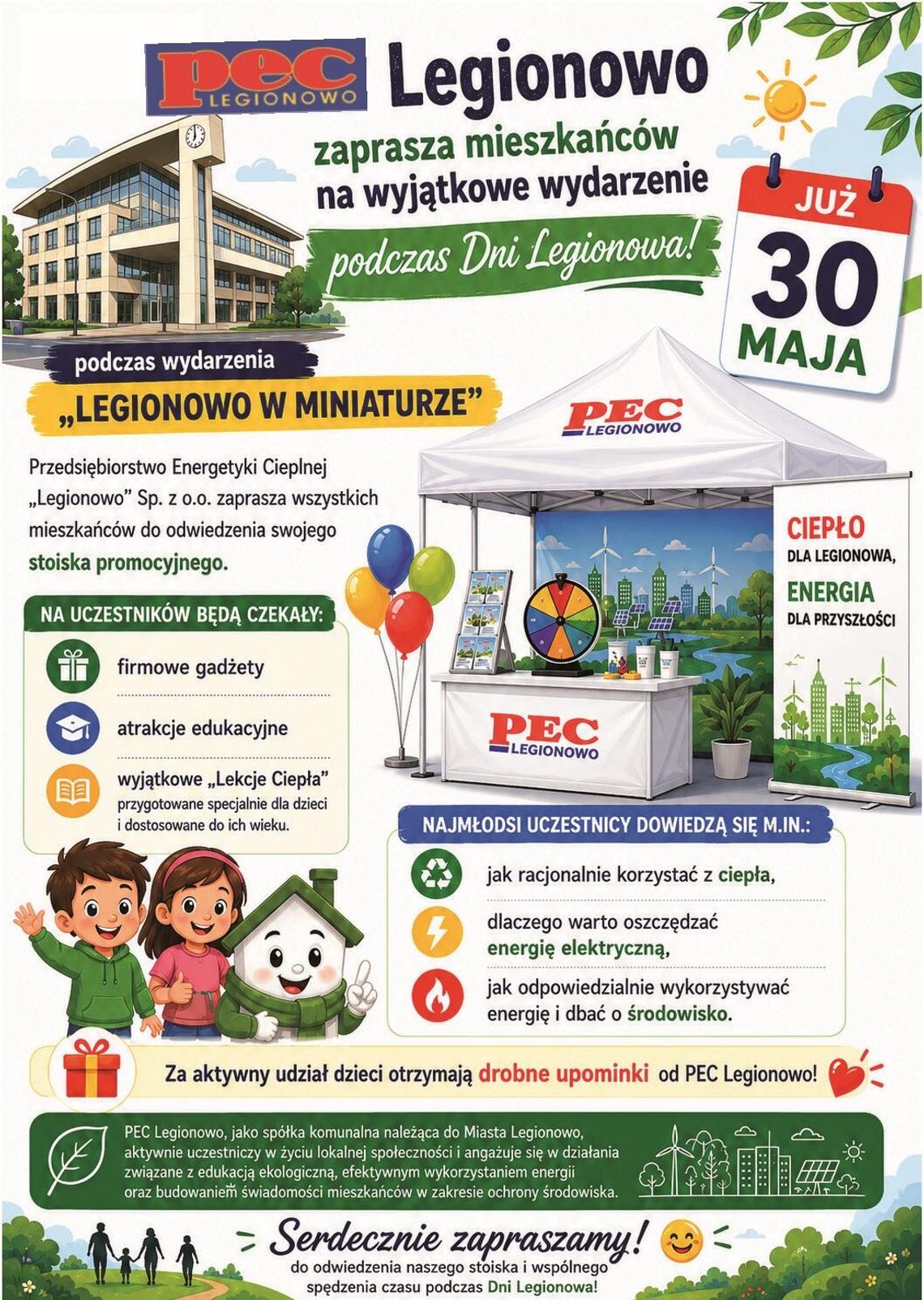 🌿 PEC Legionowo zaprasza mieszkańców na wyjątkowe wydarzenie podczas Dni Legionowa! 🌿