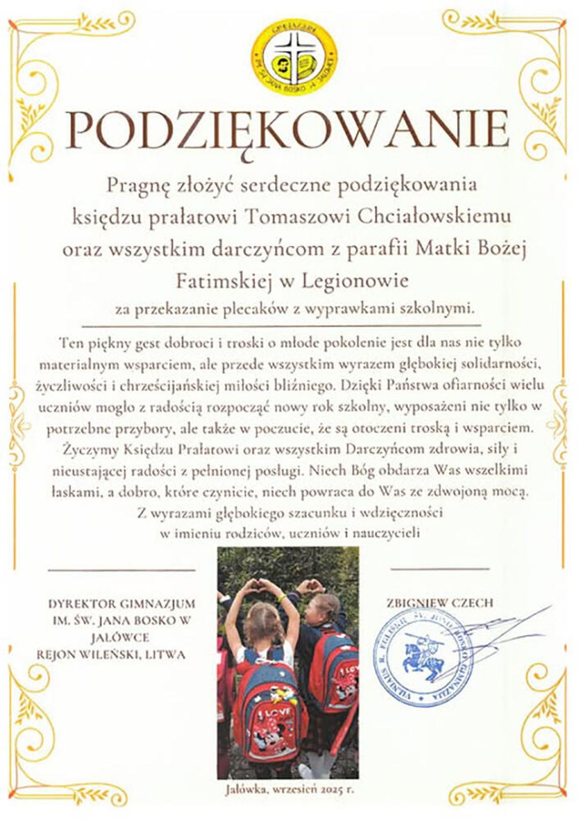 Plecaki z Legionowa dotarły do Jalówki