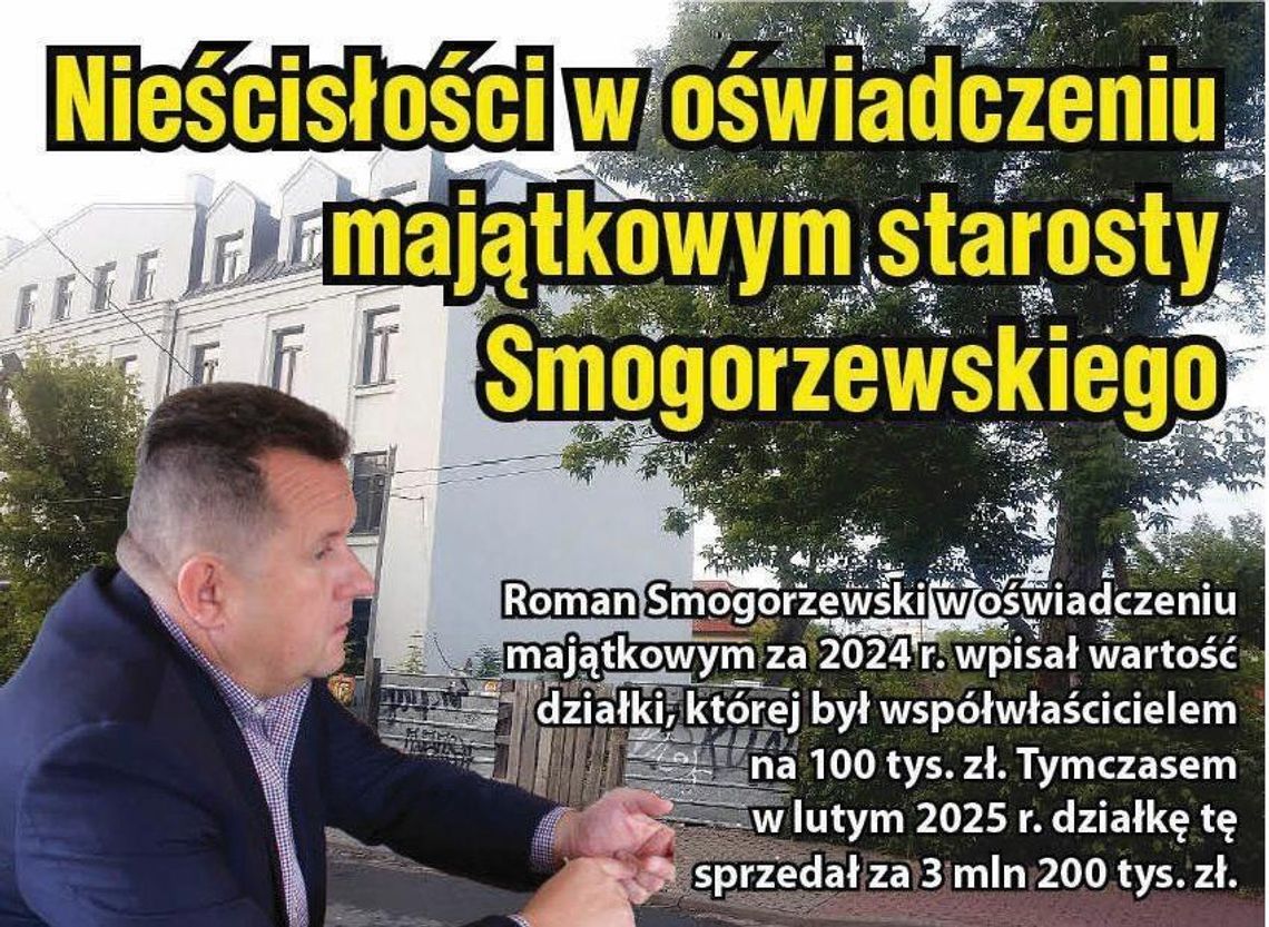 POWIAT. Wielokrotnie zaniżona wartość działki. Oświadczenie majątkowe starosty Smogorzewskiego