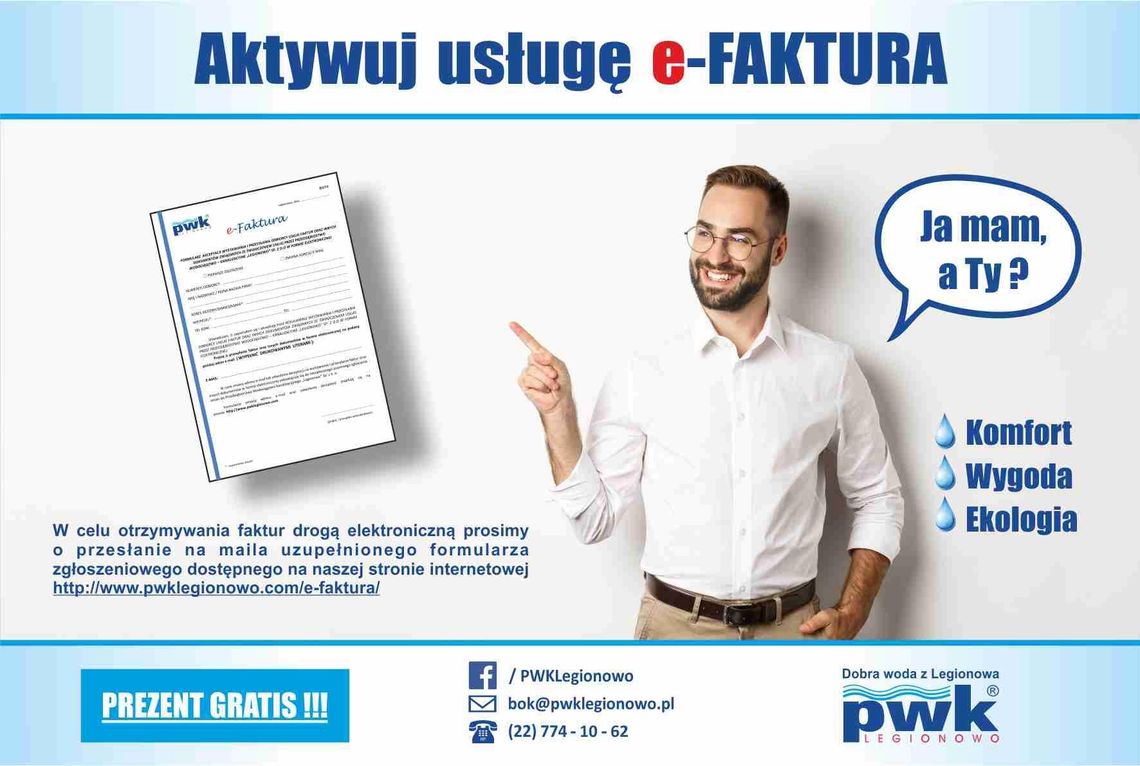 PWK Legionowo stawia na e-faktury. "To wygoda dla klientów i krok w stronę nowoczesności" PWK Legionowo stawia na e-faktury. "To wygoda dla klientów i krok w stronę nowoczesności"