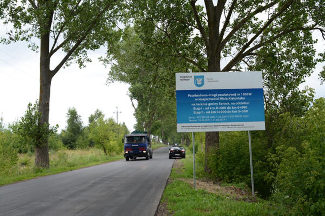 SEROCK. Koniec robót przy drodze wojewódzkiej 1803W Skubianka - Wola Kiełpińska