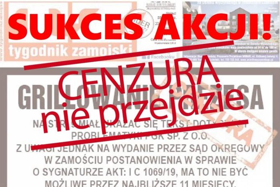 SUKCES AKCJI – Cenzura nie przejdzie. Nieudana próba zakneblowania niezależnej prasy
