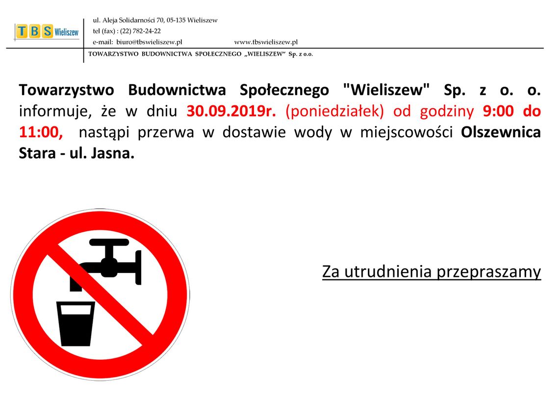 WIELISZEW. Przerwa w dostawie wody w Olszewnicy Starej