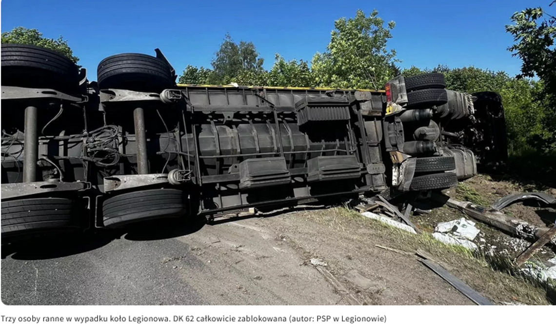 Wypadek drogowy w pobliżu Serocka :: są ranni